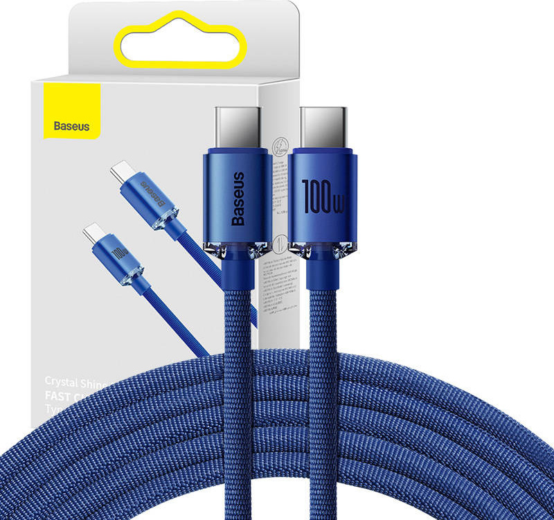 Levně Baseus CAJY000703 Crystal Shine Series Datový Kabel USB-C - USB-C 100W 2m Blue