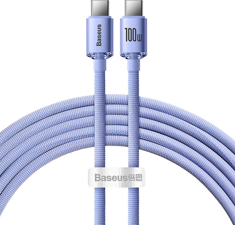 Baseus CAJY000705 Crystal Shine Series Datový Kabel USB-C - USB-C 100W 2m Purple