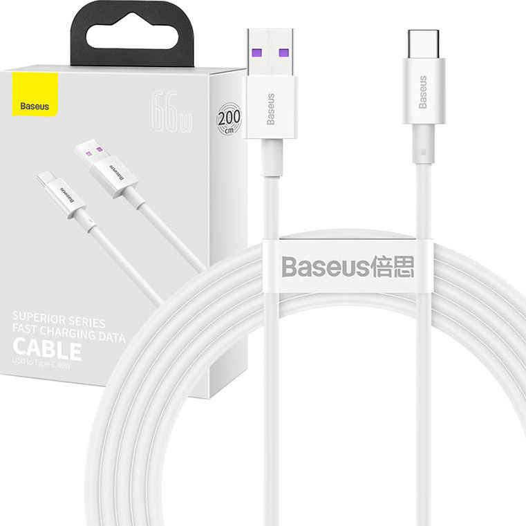 Baseus Superior cable USB - USB TypeC 66 W 6A 2 m White (CATYS-A02)