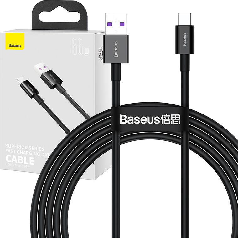 Baseus Superior USB Cable - USB Type C 66 W (11 V / 6 A) Huawei SuperCharge SCP 2 m black (CATYS-A01)