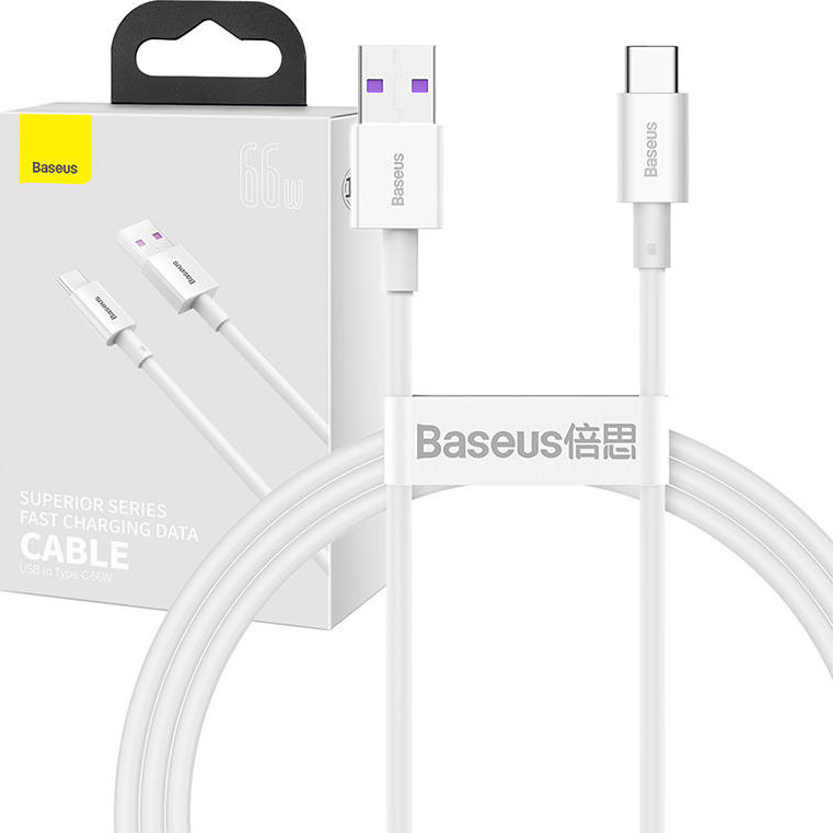 Baseus Superior USB Cable - USB Type C 66 W 6A 1 m White (CATYS-02)