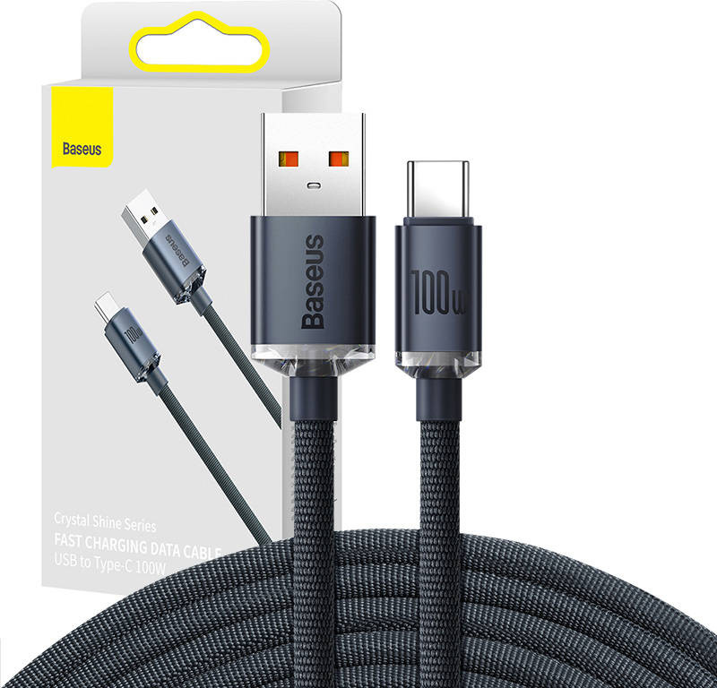 Baseus Crystal Shine Series cable USB cable for fast charging and data transfer USB Type A - USB Type C 100W 2m black (CAJY000501)