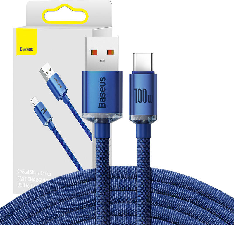 Baseus CAJY000503 Crystal Shine Series Datový Kabel USB - USB-C 100W 2m Blue