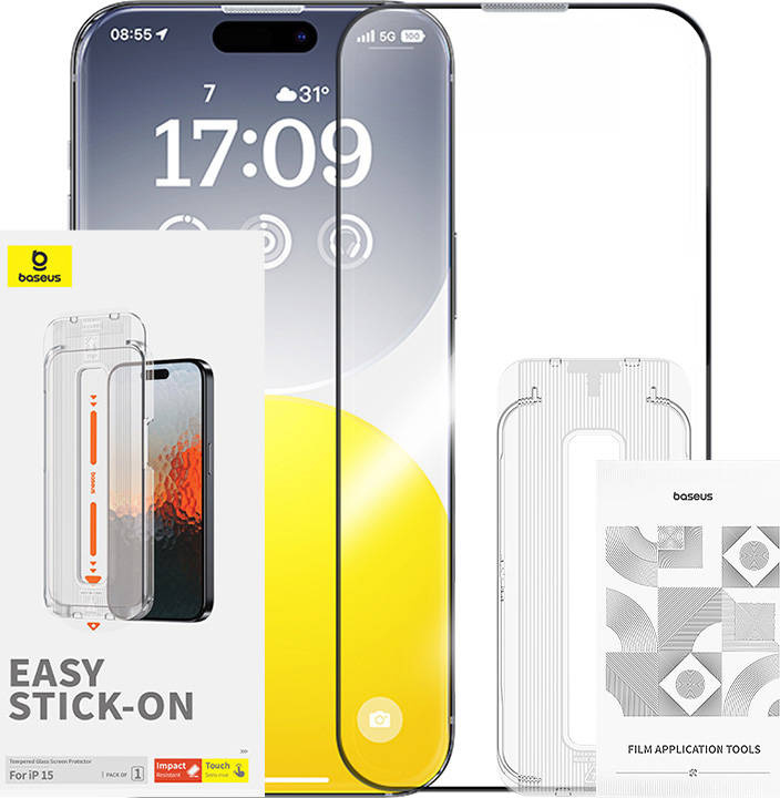 Safírové tvrzené sklo Baseus 0,3 mm pro iPhone 15