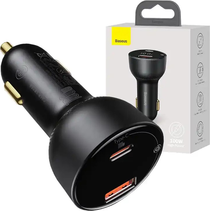 Nabíječka do auta Baseus Superme, USB, USB-C, 100W (černá)