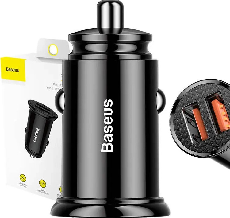 Baseus CCALL-YD01 Circular Nabíječka do Auta 2xUSB QC3.0 30W Black