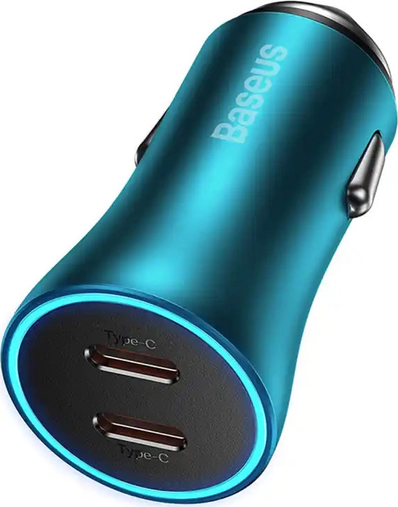 Nabíječka do auta Baseus Golden Contactor Pro, 2x USB-C, 40 W (modrá)