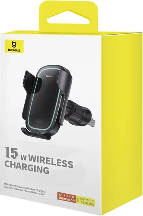 Baseus Milky Way Pro Series BS-CM023 car holder for air vent with 15W inductive charger - black