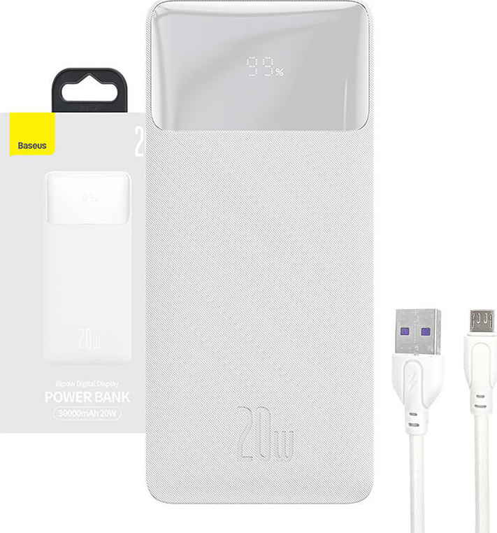 Powerbanka Baseus Bipow 30000mAh, 20W (bílá)