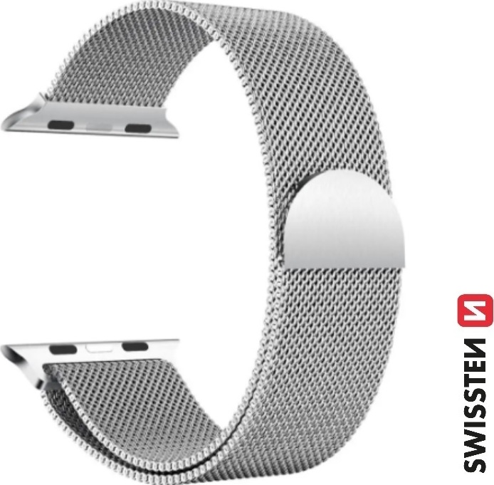 SWISSTEN ŘEMÍNEK PRO APPLE WATCH MILÁNSKÝ TAH 38 / 40 / 41 mm STŘÍBRNÝ