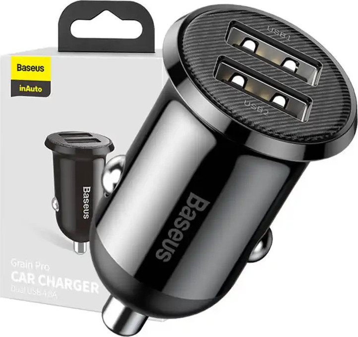 Nabíčejka do auta Baseus Grain Pro 2x USB 4,8A (černá)