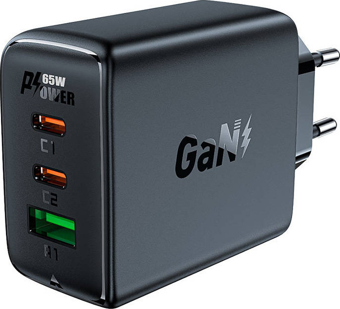 Acefast fast charger GaN (2xUSB-C / USB-A) PPS / PD / QC4+ 65W black (A41)