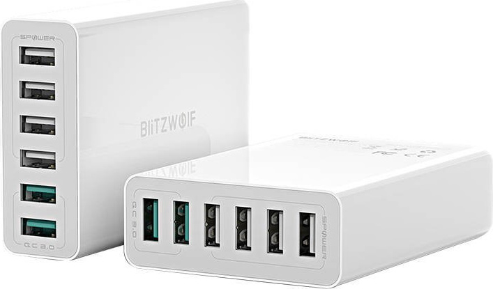 Nabíječka 6x USB Blitzwolf BW-S15, QC 3.0, 60 W - bílá