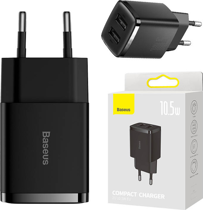 Baseus CCXJ010201 Compact Nabíječka 2xUSB 10,5W Black