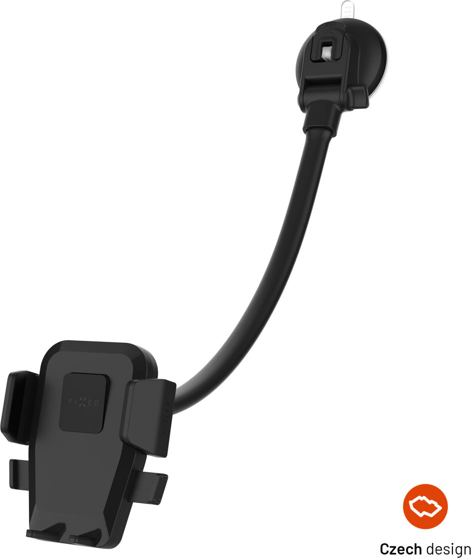 Univerzální držák do auta FIXED Iconiq Flex XL s flexibilní ohebnou nohou na sklo nebo na palubní desku, černý