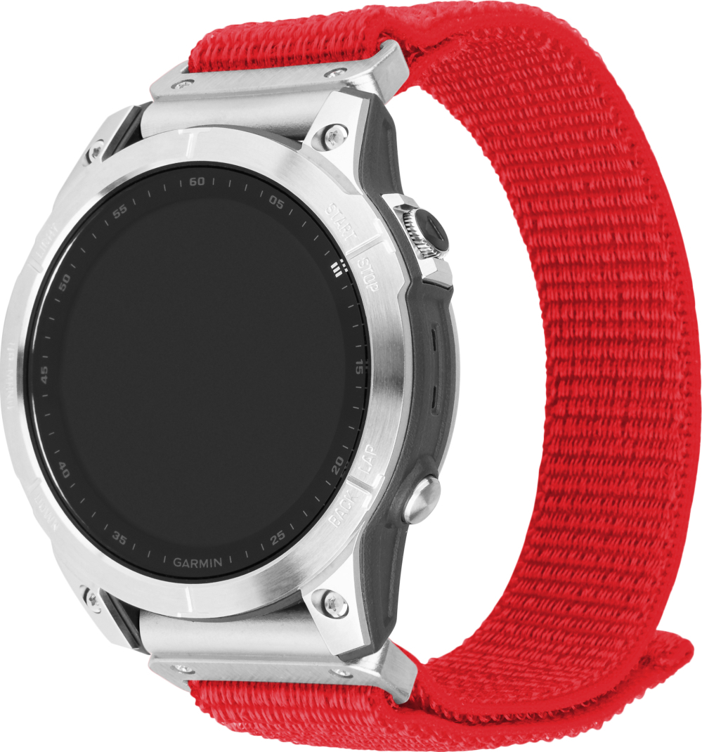 Levně Nylonový řemínek FIXED Nylon Sporty Strap pro Garmin QuickFit 26mm, červený