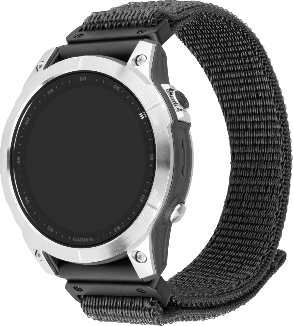 Nylonový řemínek FIXED Nylon Sporty Strap pro Garmin QuickFit 22mm, tmavě šedý