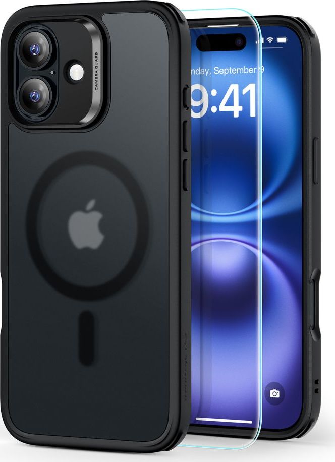ESR CLASSIC HYBRID HALOLOCK MAGSAFE & TEMPERED GLASS IPHONE 16 FROSTED BLACK
