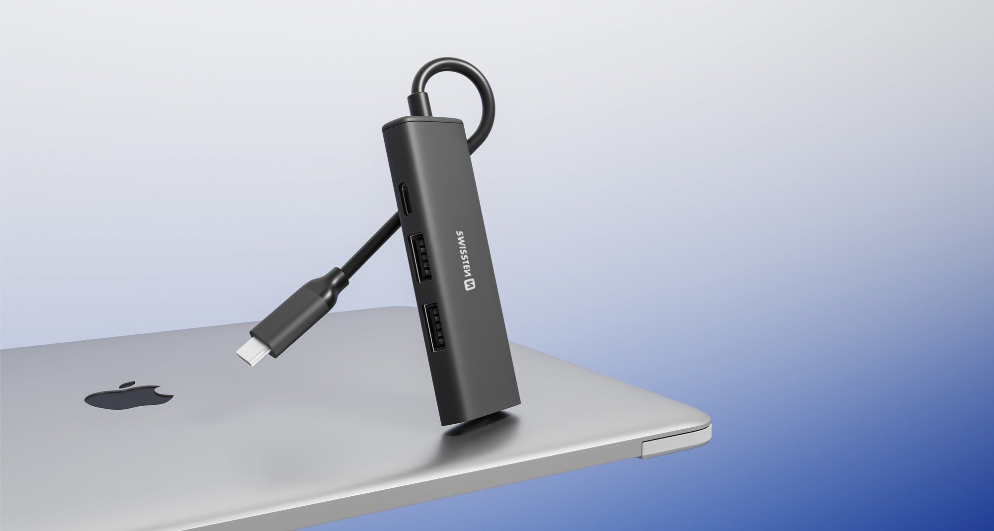 SWISSTEN USB-C HUB 4-IN-1 (USB-C 100W, HDMI 4K, 2x USB-A) ALUMINIUM