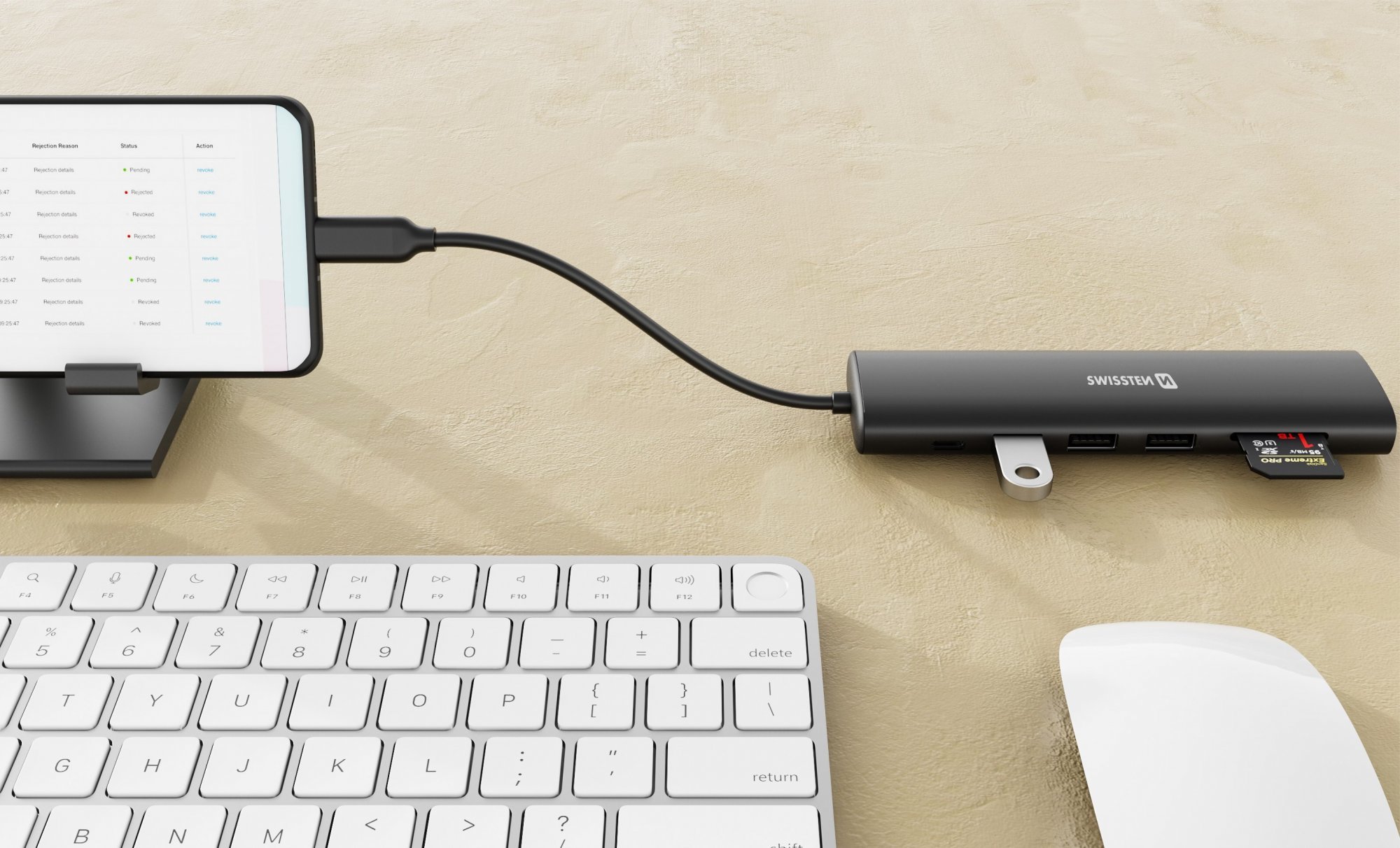 SWISSTEN USB-C HUB 7-IN-1 (USB-C 100W, HDMI 4K, 1x USB-A 3.0, 2x USB-A 2.0, SD, MICRO SD) ALUMINIUM