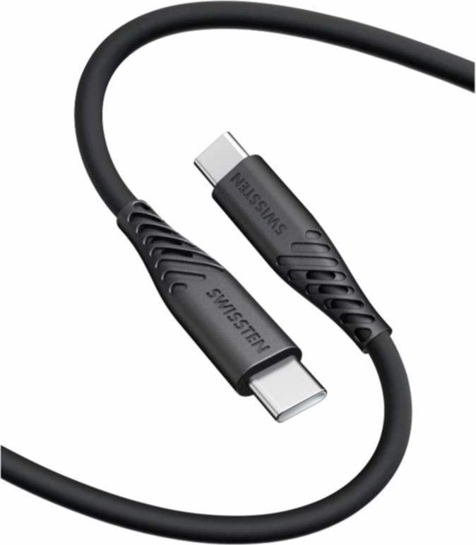 DATOVÝ KABEL SWISSTEN SOFT SILICONE USB-C / USB-C 0,4 M ČERNÝ