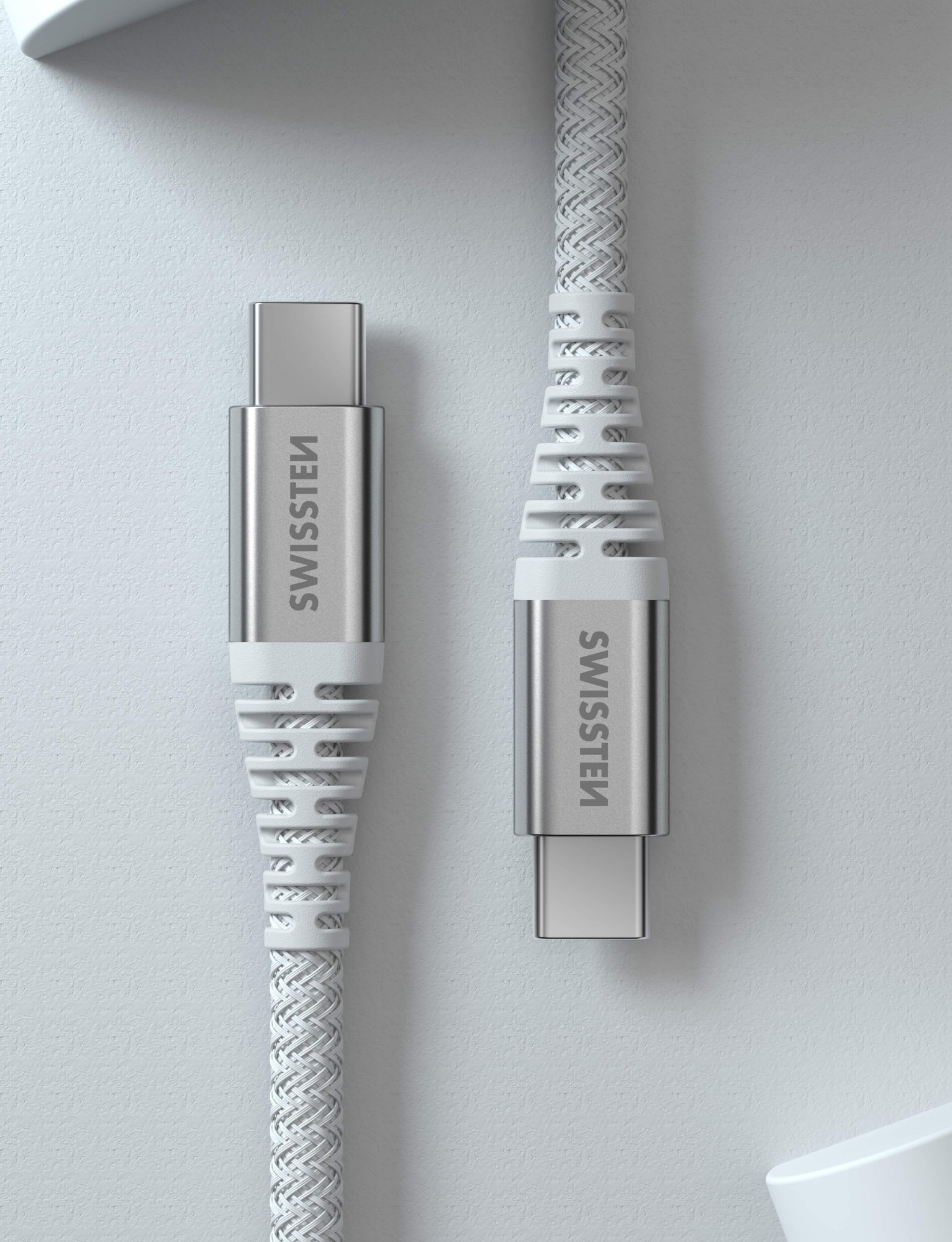 DATOVÝ KABEL SWISSTEN KEVLAR USB-C / USB-C 1,5 M BÍLÝ