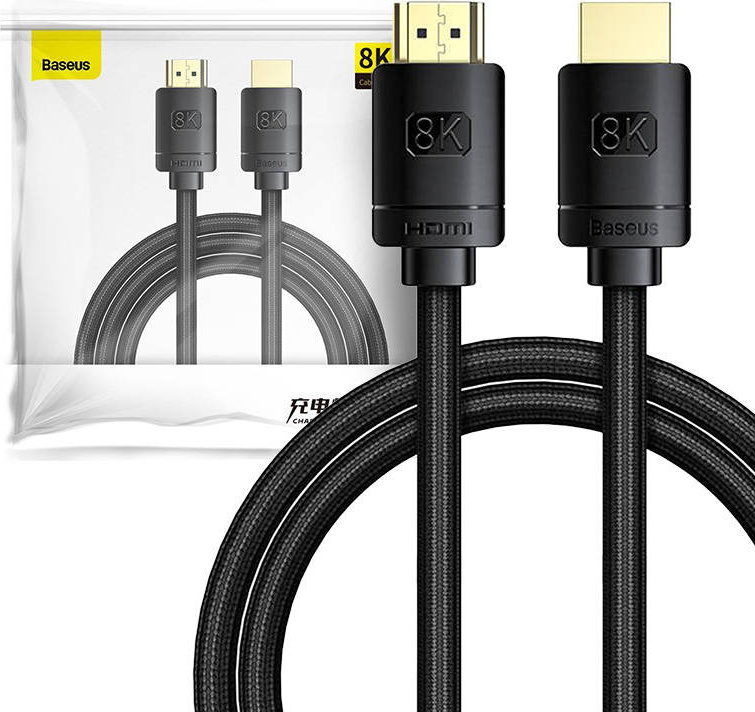 Baseus HDMI 2.1 Cable 8K 60 Hz 48 Gbps / 4K 120 Hz / 2K 144 Hz 3D eARC QMS Dynamic HDR VRR ALLM 3 m black (CAKGQ-L01)