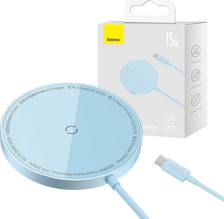 Magnetická bezdrátová nabíječka Baseus Simple Mini 3 15W (modrá)