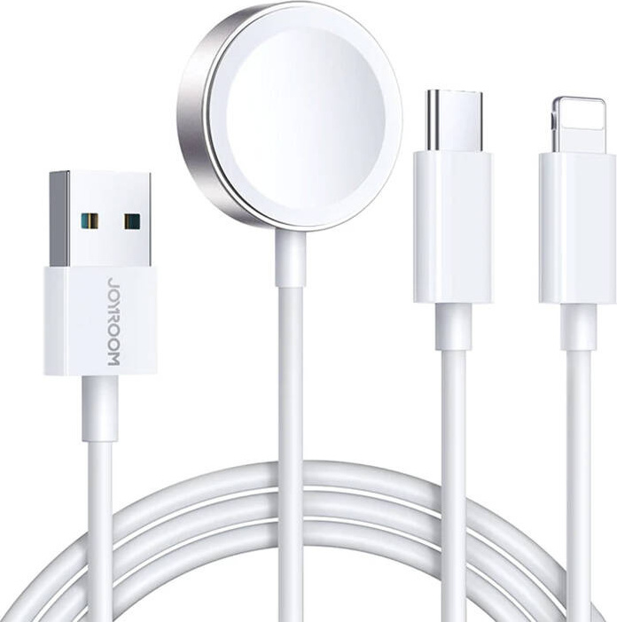 Magnetická nabíječka Apple Watch Joyroom S-IW008 Lightning + USB-C 5V 1,2 m (bílá)