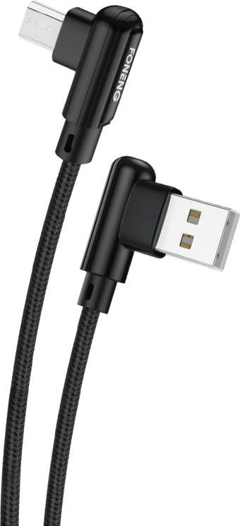 Foneng X70 úhlový kabel USB na Micro USB, 3A, 1 m (černý)