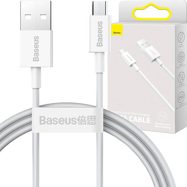 Kabel Baseus Superior Series USB na micro USB, 2A, 1m (bílý)