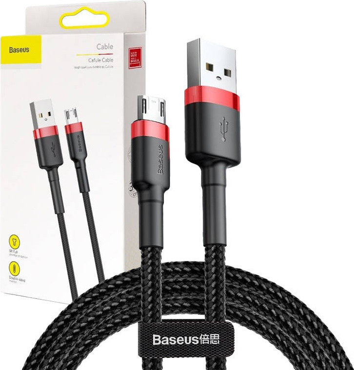 Baseus cable Cafule USB - microUSB 3,0 m 1,5A red-black