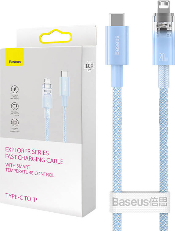 Rychlonabíjecí kabel Baseus USB-C na Lightning Explorer Series 1m, 20W (modrý)