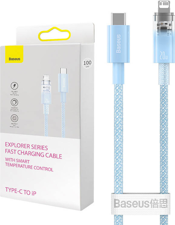 Rychlonabíjecí kabel Baseus USB-C na Lightning Explorer Series 2m, 20W (modrý)