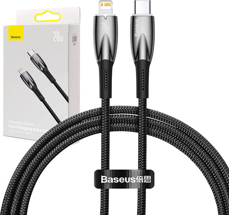 Kabel USB-C pro Lightning Baseus řady Glimmer, 20 W, 1 m (černý)
