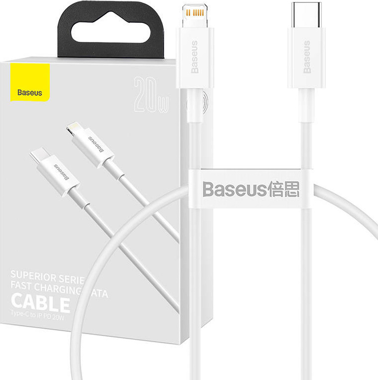 Kabel Baseus Superior Series USB-C na Lightning, 20W, PD, 0,25m (bílý)