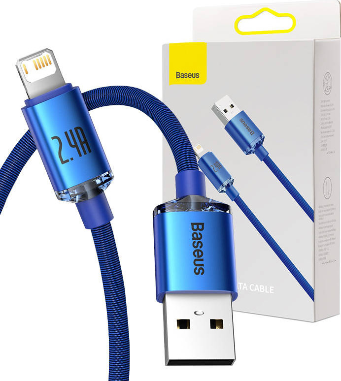 Baseus Crystal Shine kabel USB na Lightning, 2,4A, 1,2m (modrý)