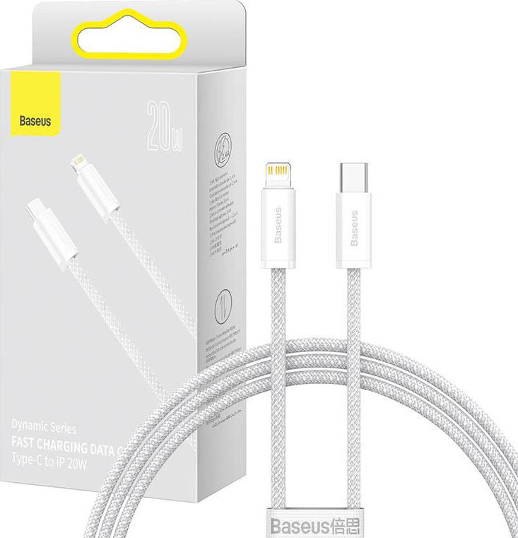 Baseus Dynamic kabel USB-C pro Lightning, 23 W, 1 m (bílý)