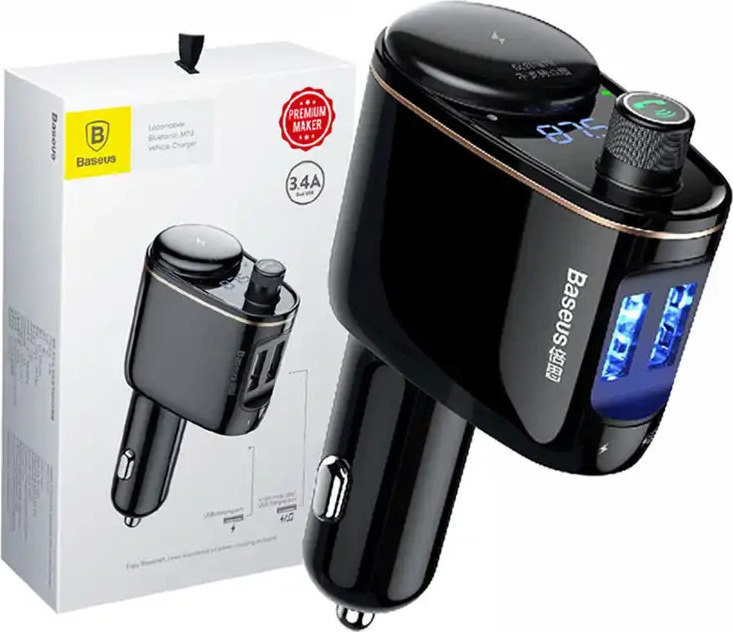 Baseus transmiter FM Locomotive S-06 Bluetooth MP3 car charger black