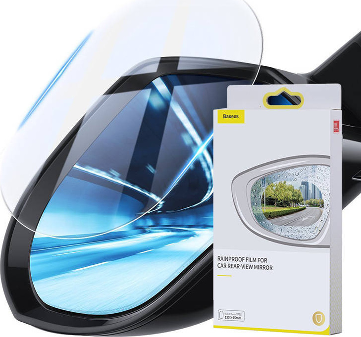 Baseus 0.15mm Rainproof Film for Car Rear-View Mirror (Oval 2 pcs/pack 135*95mm)Transparent