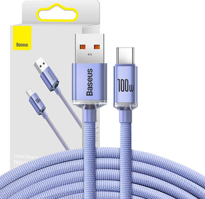 Baseus CAJY000505 Crystal Shine Series Datový Kabel USB - USB-C 100W 2m Purple
