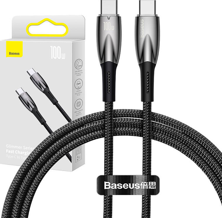 Baseus Glimmer Series Fast Charging Datový Kabel USB-C - USB-C 100W 1m Black