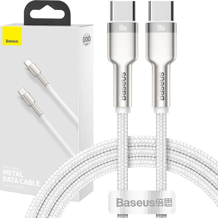 Levně Baseus Cafule Metal Series Datový Kabel USB-C - USB-C 100W 1m White
