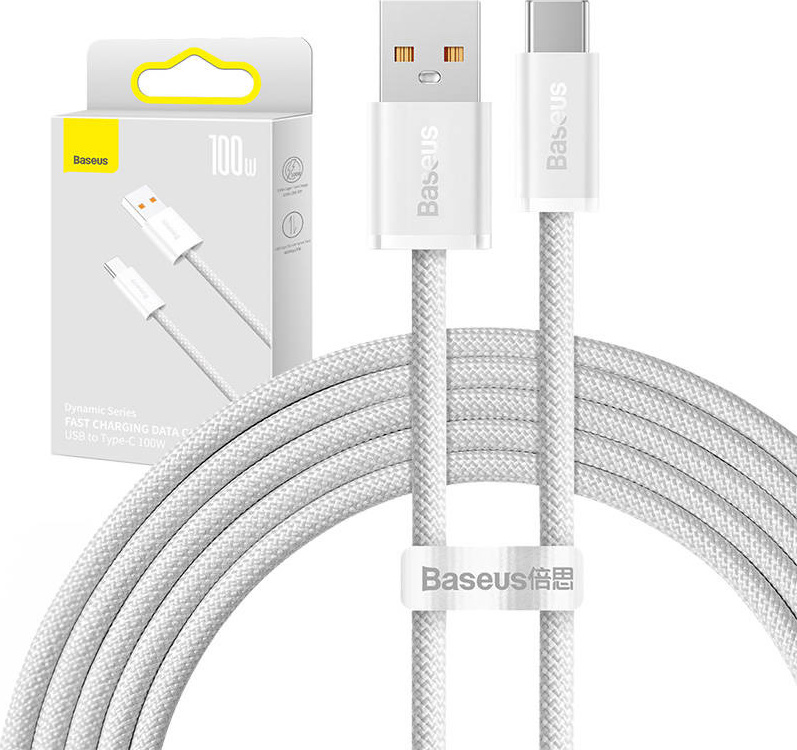 Kabel USB na USB-C Baseus řady Dynamic, 100 W, 2 m (bílý)