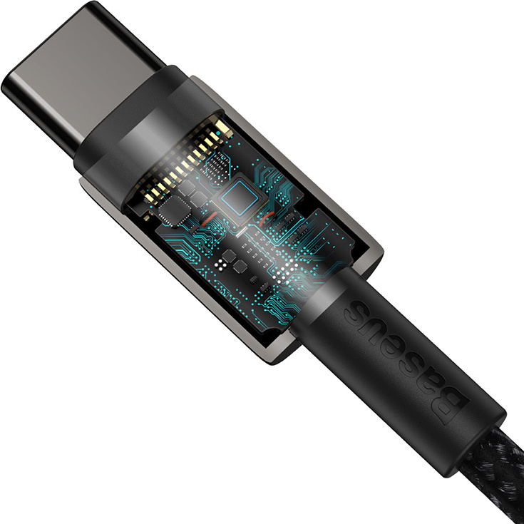 Zlatý kabel Baseus Tungsten Type-C na Type-C 100W 2m (černý)