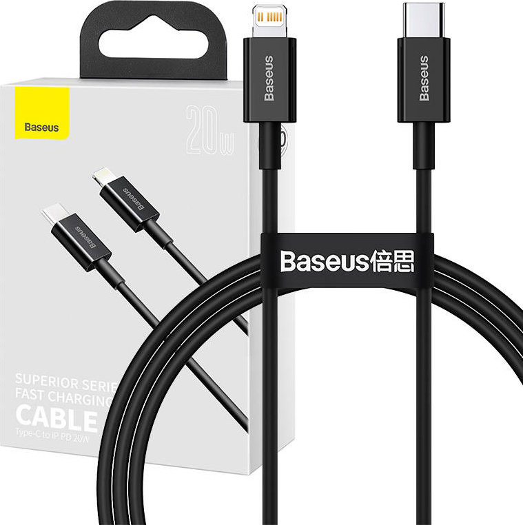 Kabel Baseus Superior Series USB-C na iP, 20W, PD, 1m (černý)