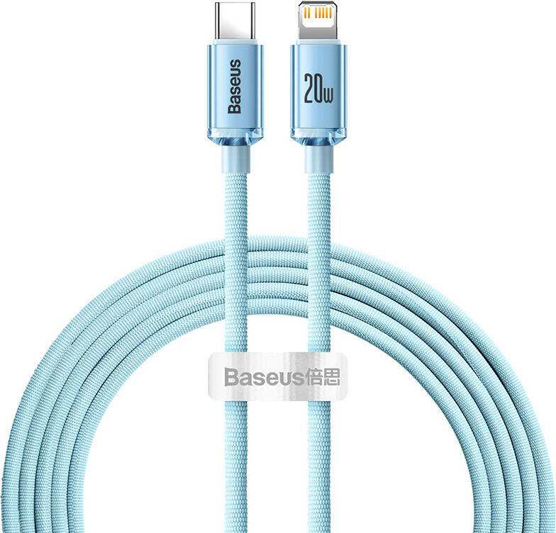 Baseus cable Crystal Shine USB-C - Lightning 2,0 m 20W sky blue