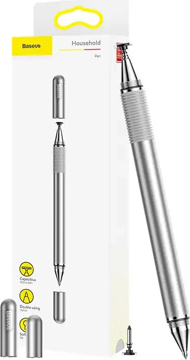 Baseus Golden Cudgel ACPCL-0S double-sided stylus for tablets, phones with gel pen - silver