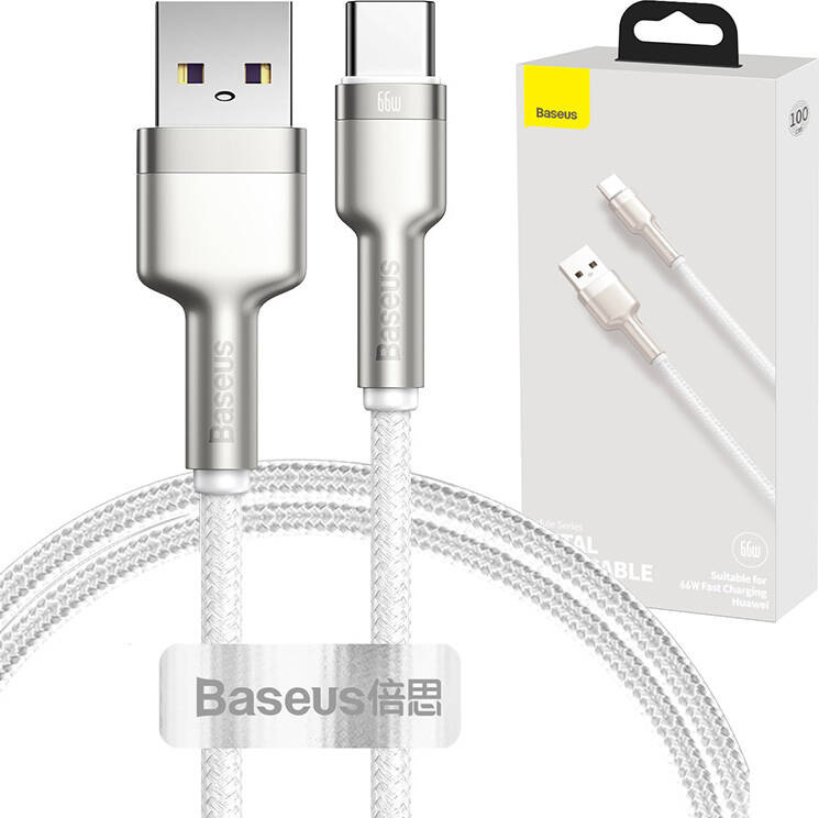 Levně Baseus Cafule Metal Series Datový Kabel USB-A - USB-C 66W 1m White