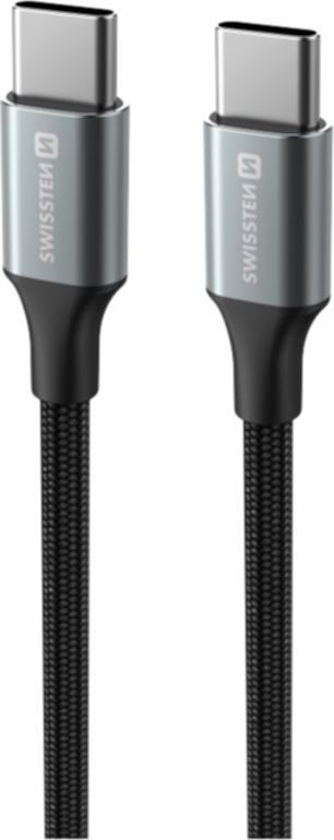 DATOVÝ KABEL SWISSTEN TEXTILE II USB-C / USB-C 1,5 M ČERNÝ